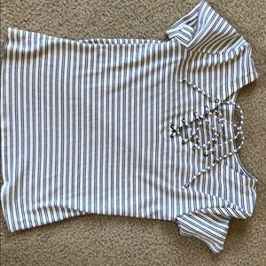 Tie up striped shirt